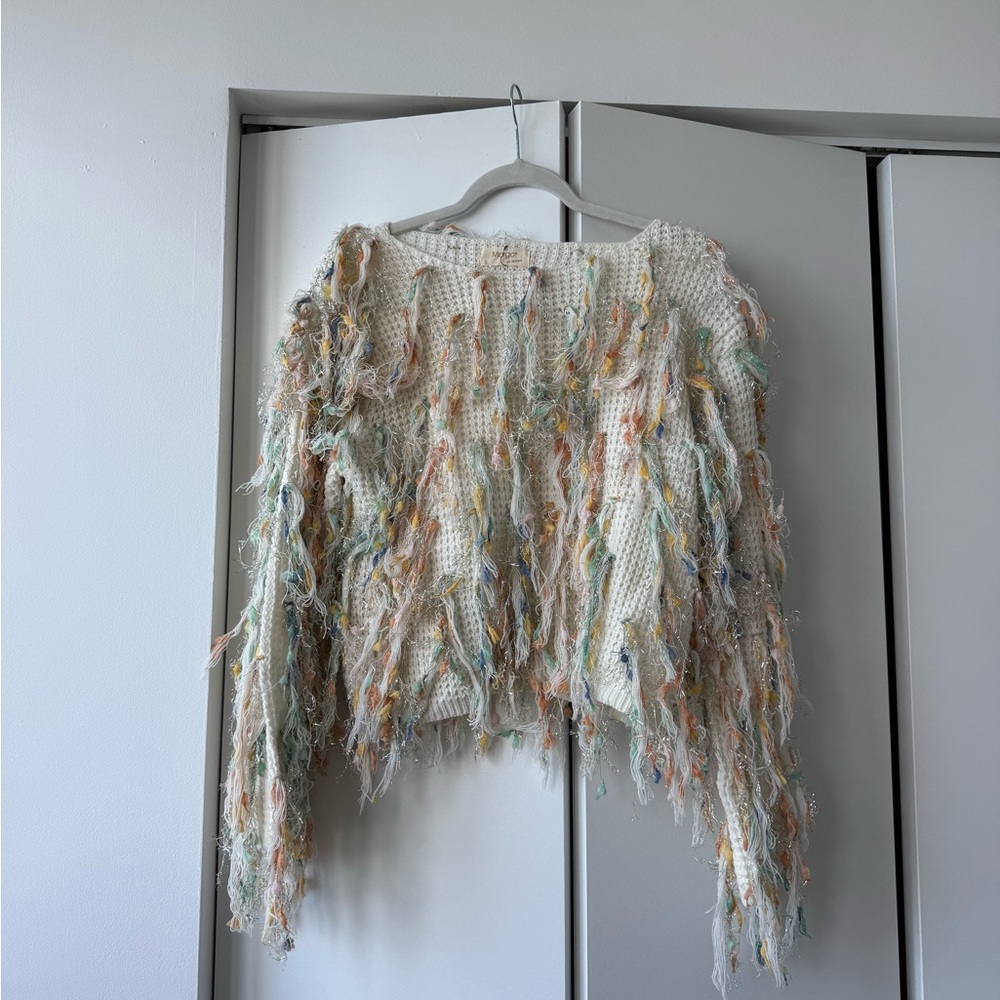 Margot Cream Multicolor Fringe Sweater - Picture 1 of 3
